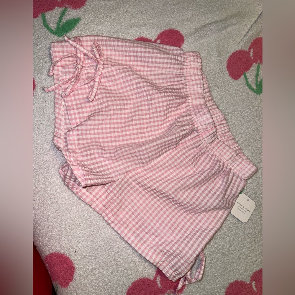 Altar'd State Pink Checkered Shorts